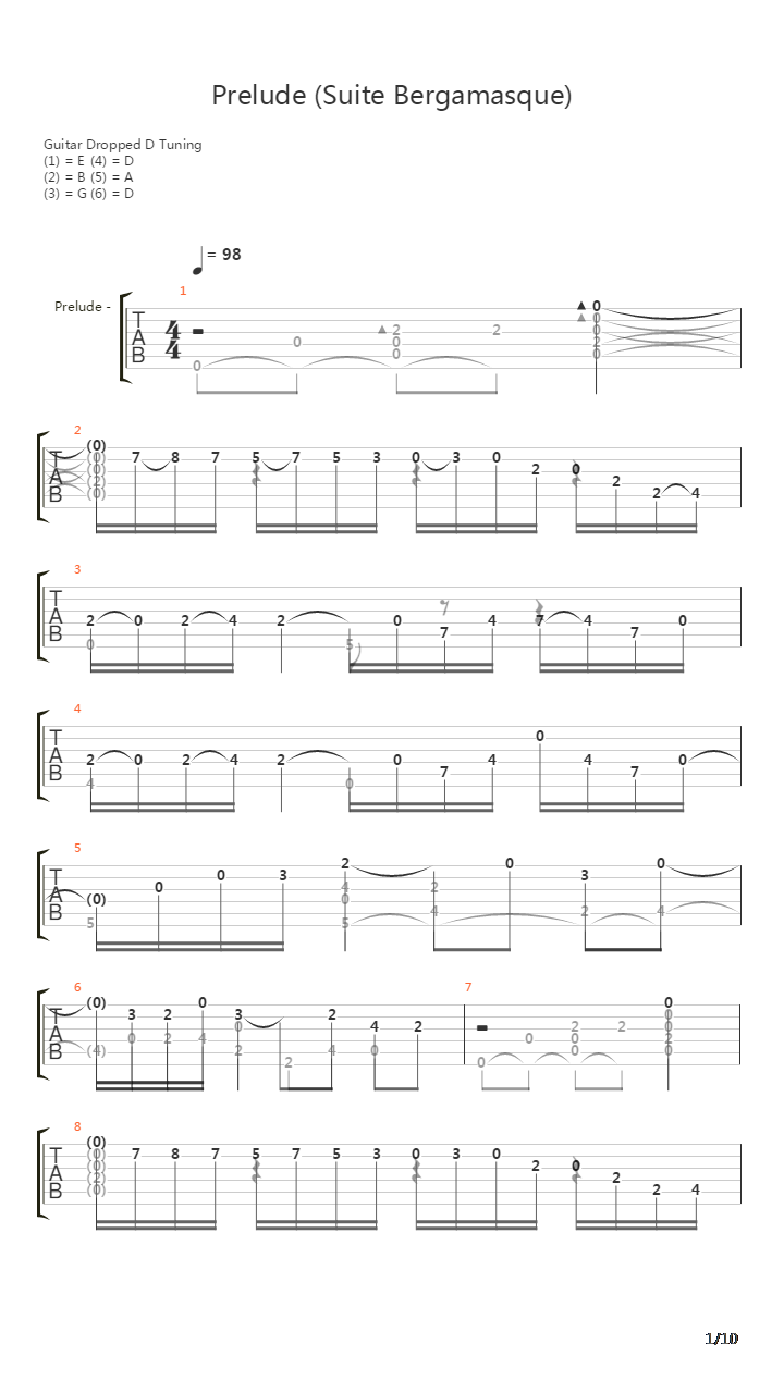 Prelude Suite Bergamasque吉他谱