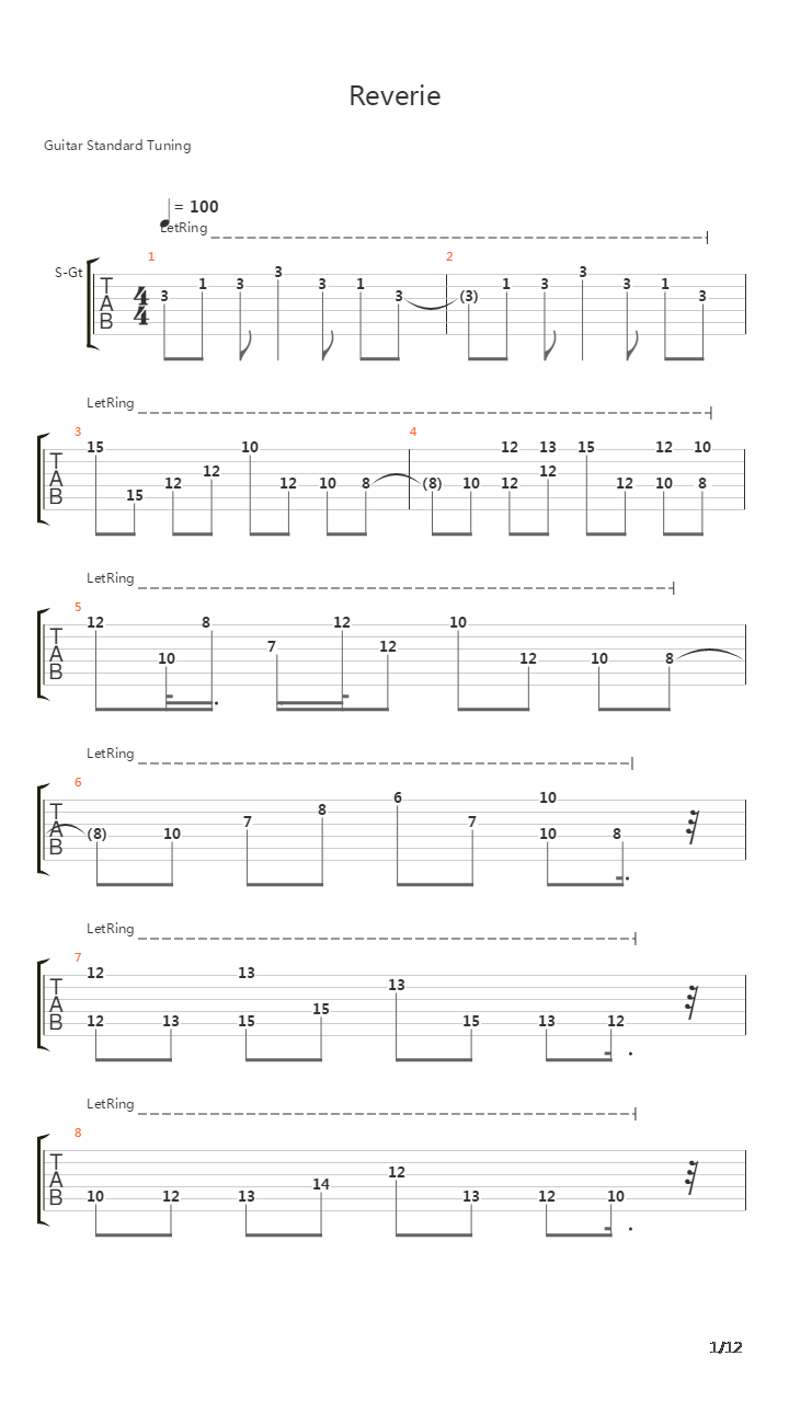 Reverie吉他谱