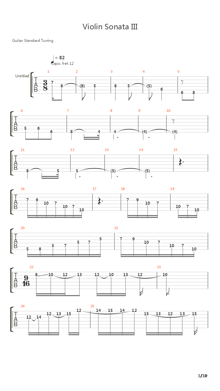 Violin Sonata III吉他谱