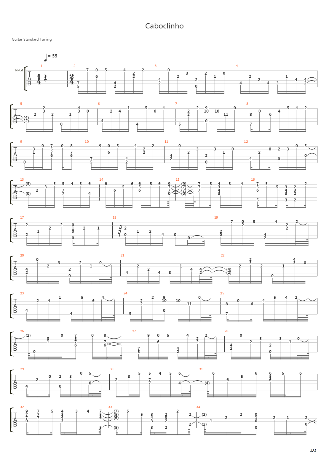 Caboclinho吉他谱