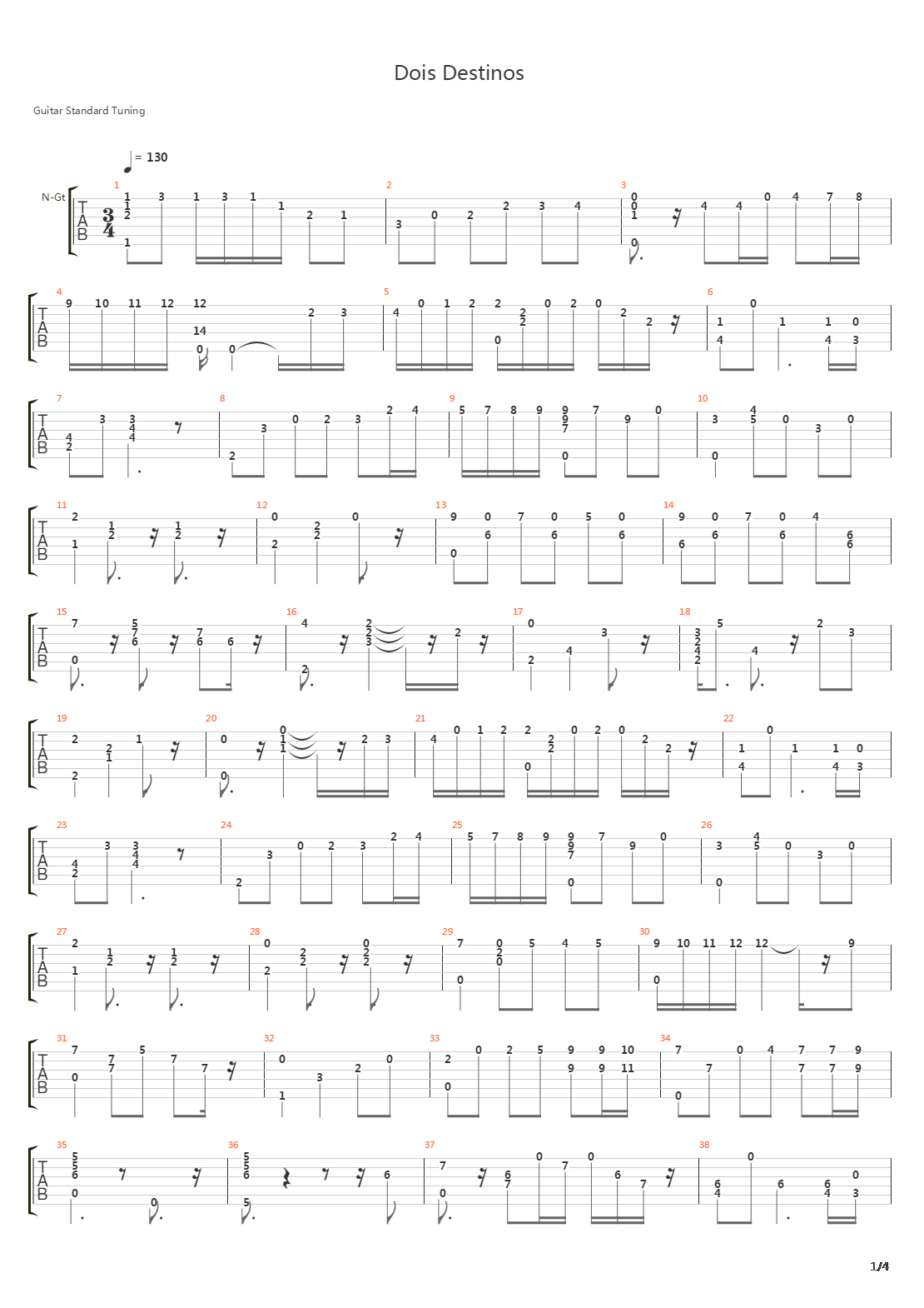 Dois Destinos吉他谱