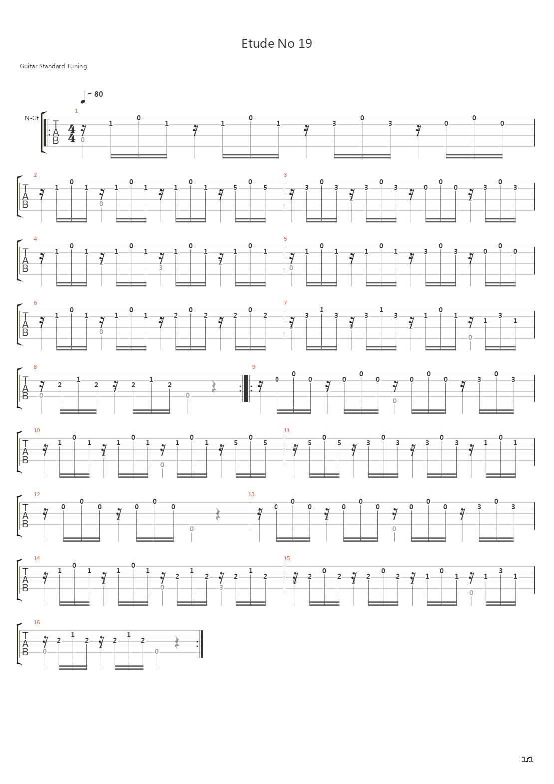 Estudio in A Minor (Moderato)吉他谱