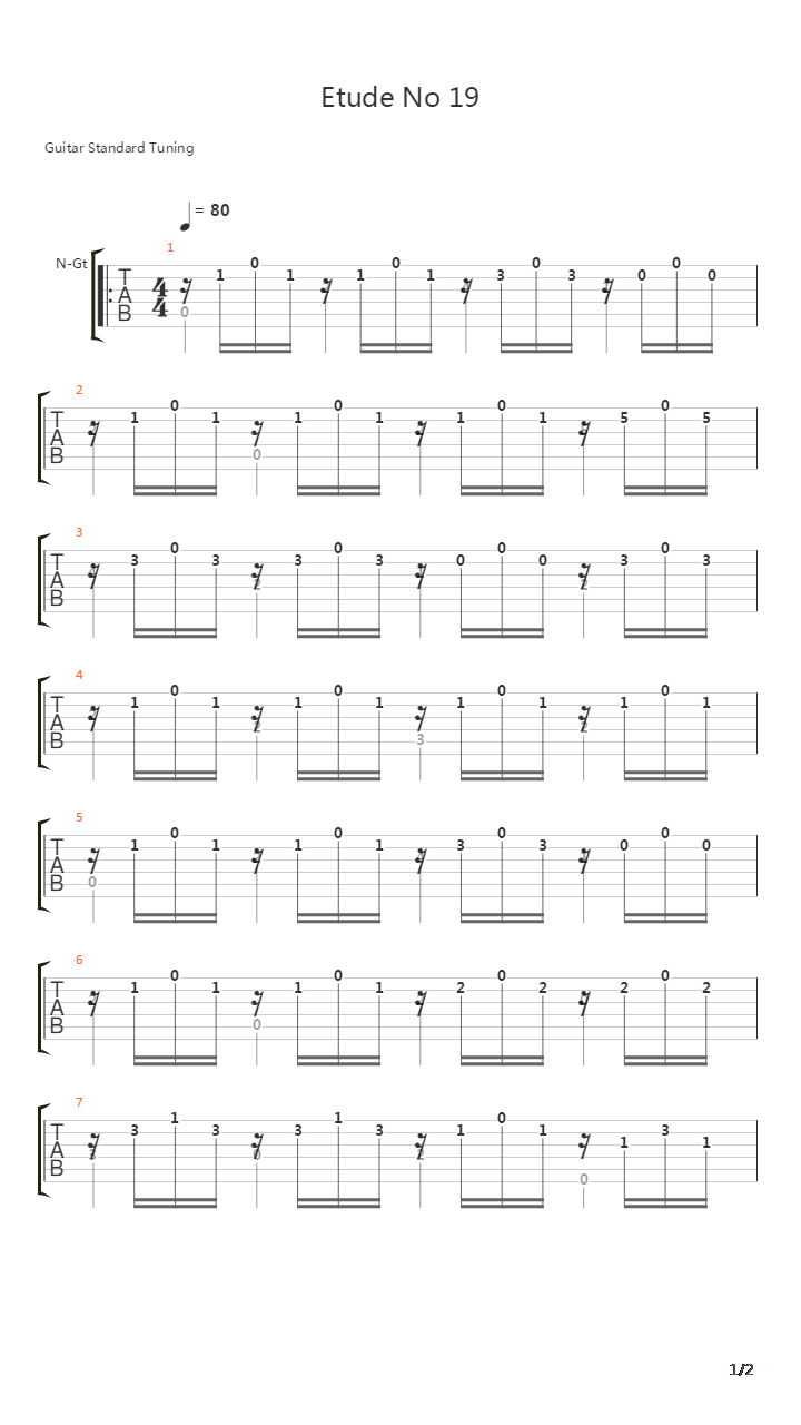 Estudio in A Minor (Moderato)吉他谱