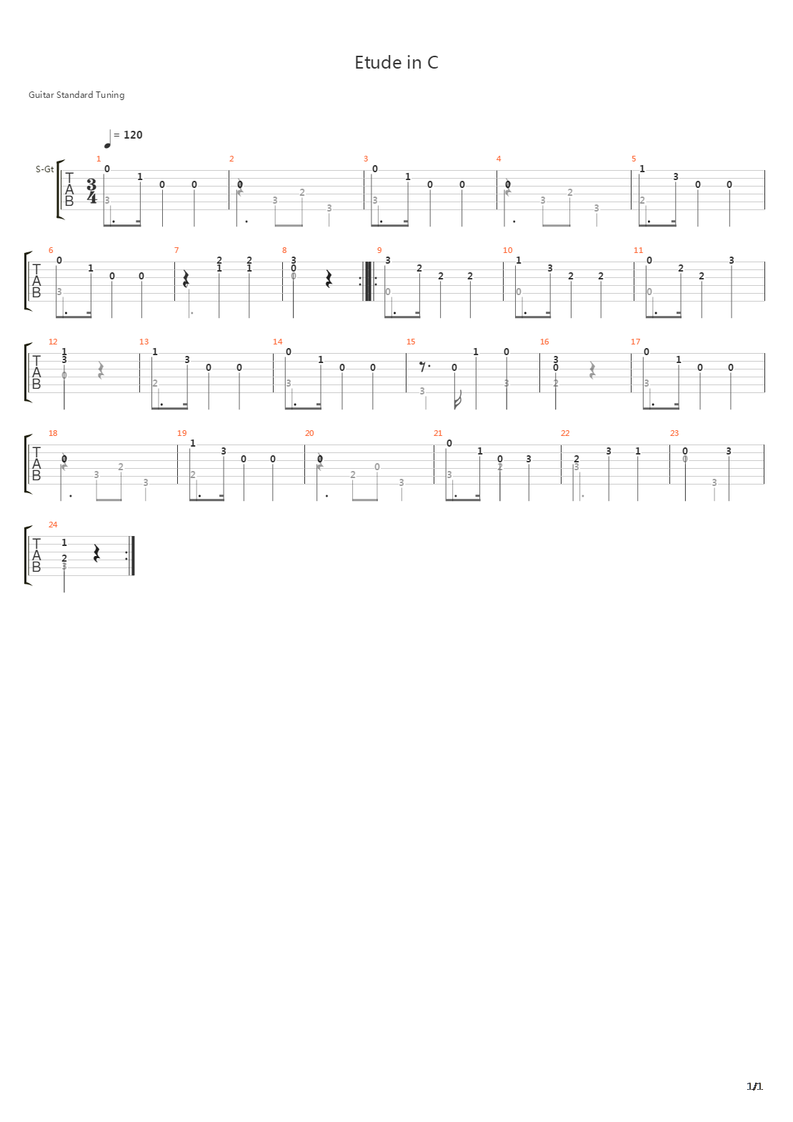 Etude in C吉他谱