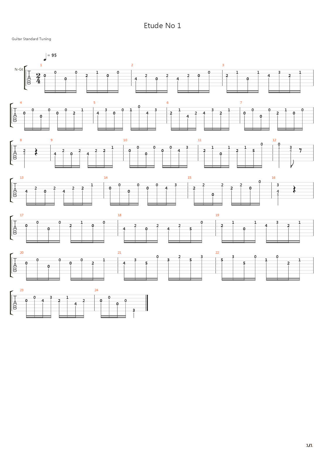 Etude No 1 Metodo Primera吉他谱