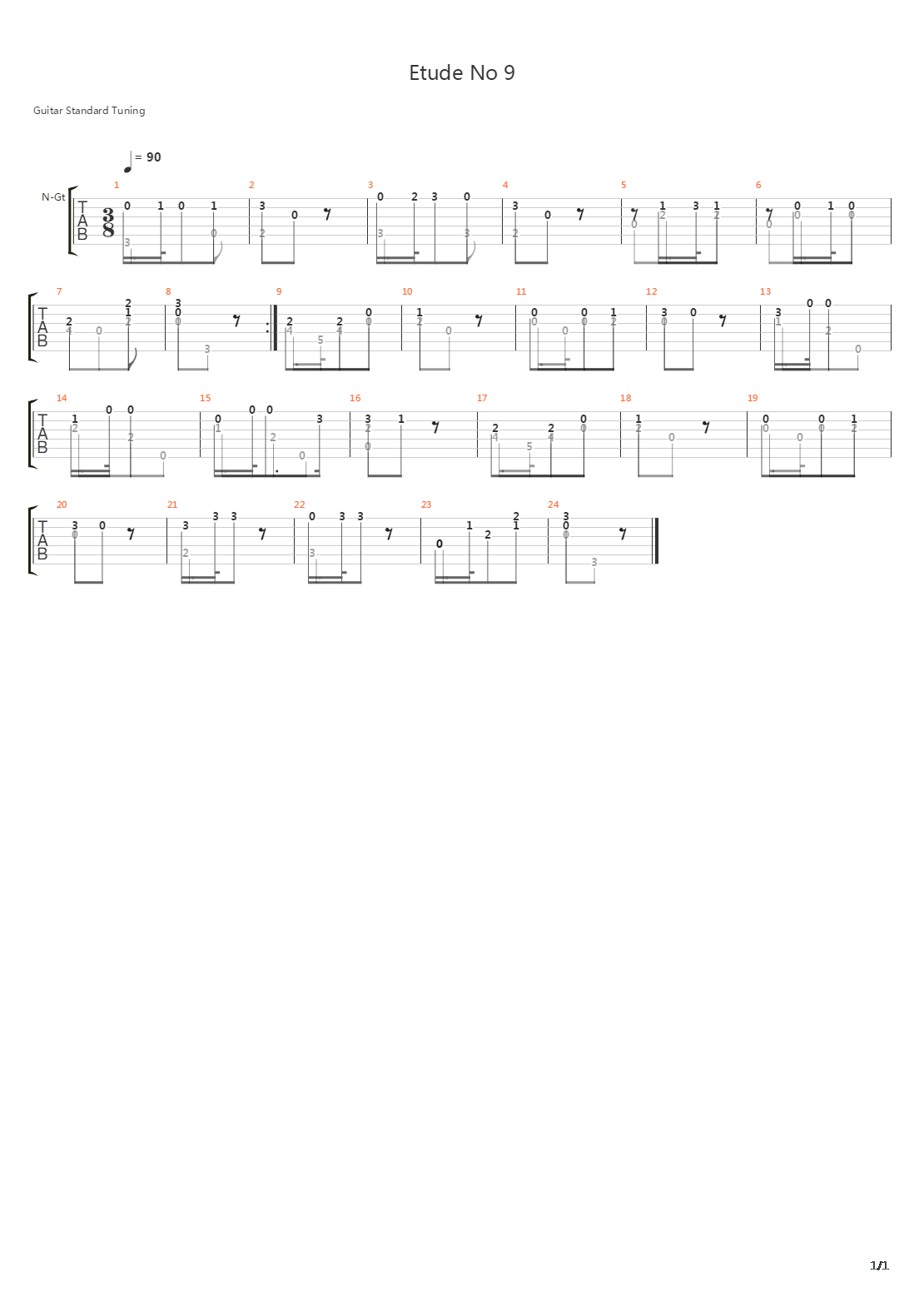 Etude No 9 Metodo Primera吉他谱