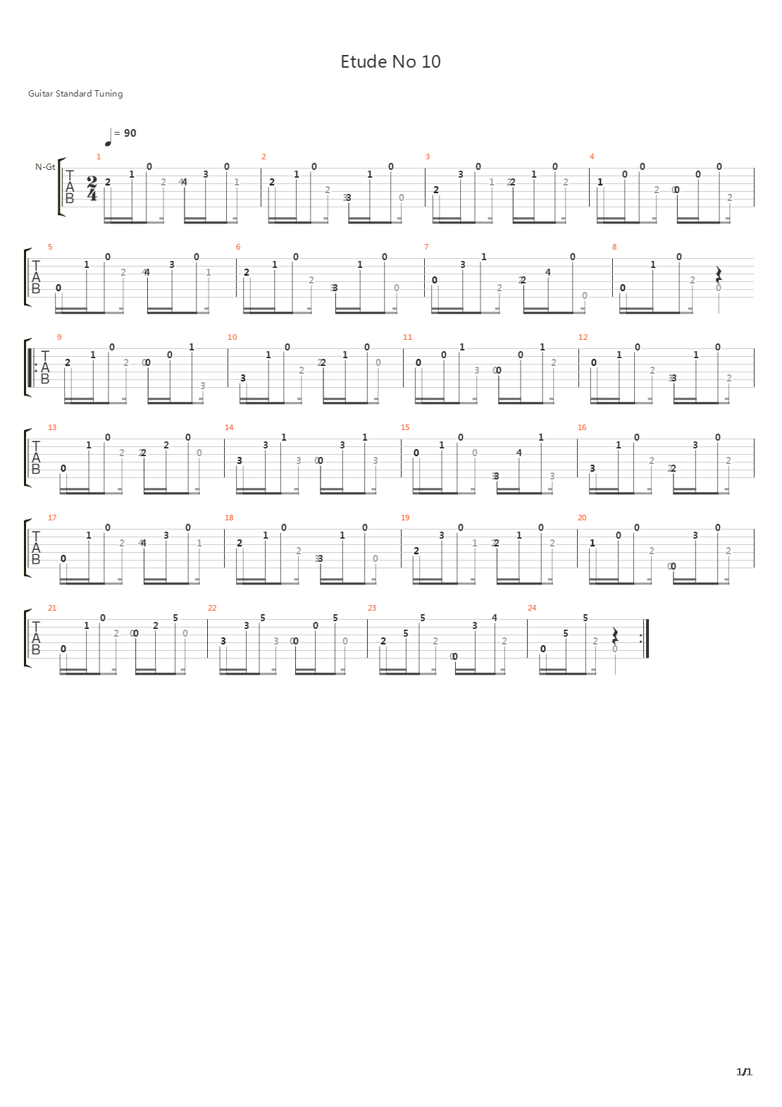 Etude No 10 Metodo Primera吉他谱