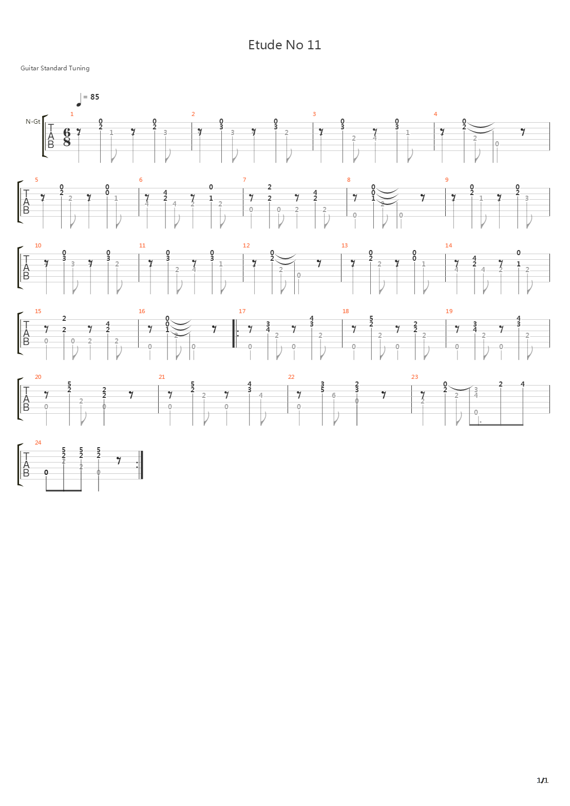 Etude No 11 Metodo Primera吉他谱