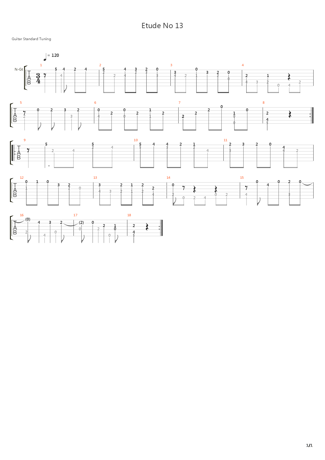 Etude No 13 Metodo Primera吉他谱