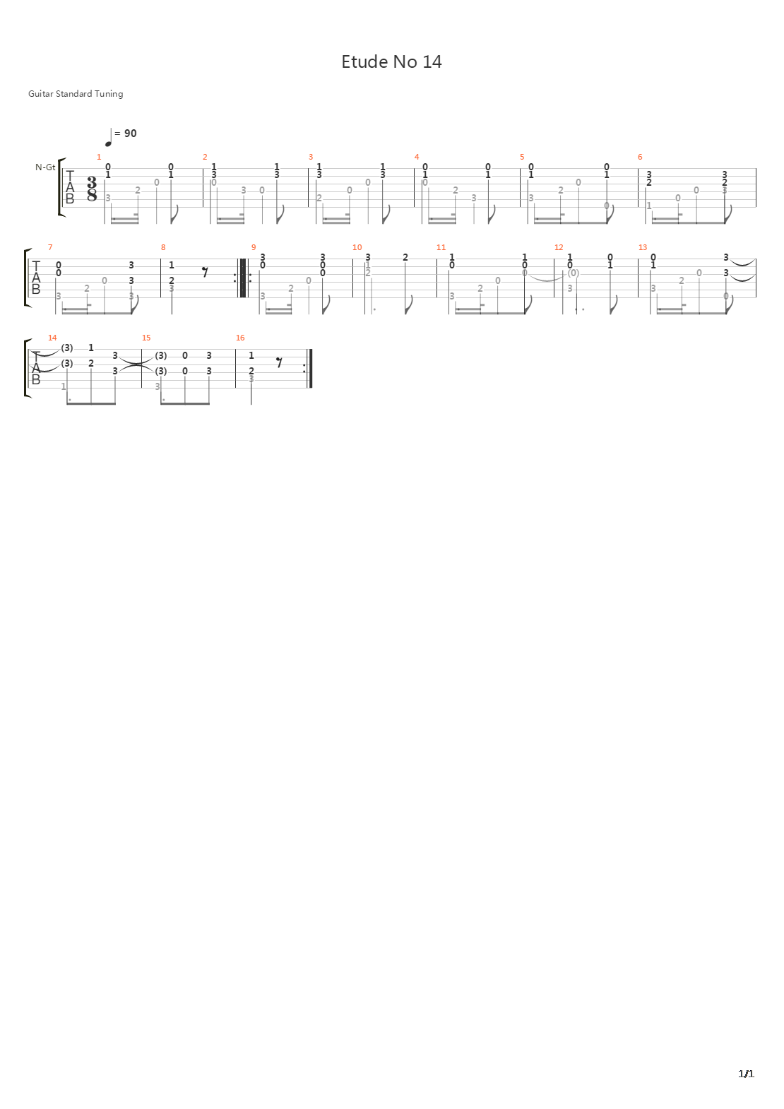 Etude No 14 Metodo Primera吉他谱