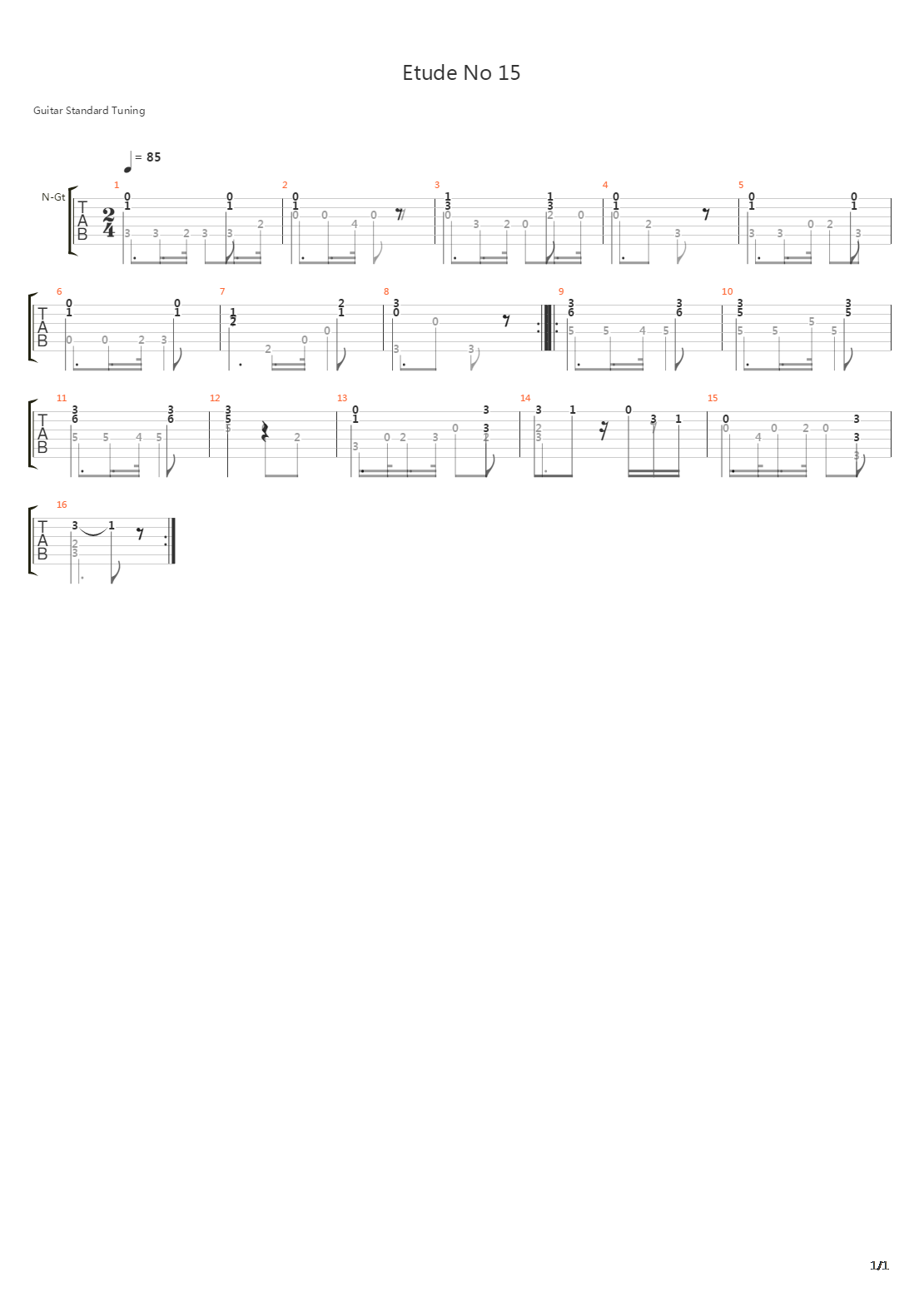 Etude No 15 Metodo Primera吉他谱