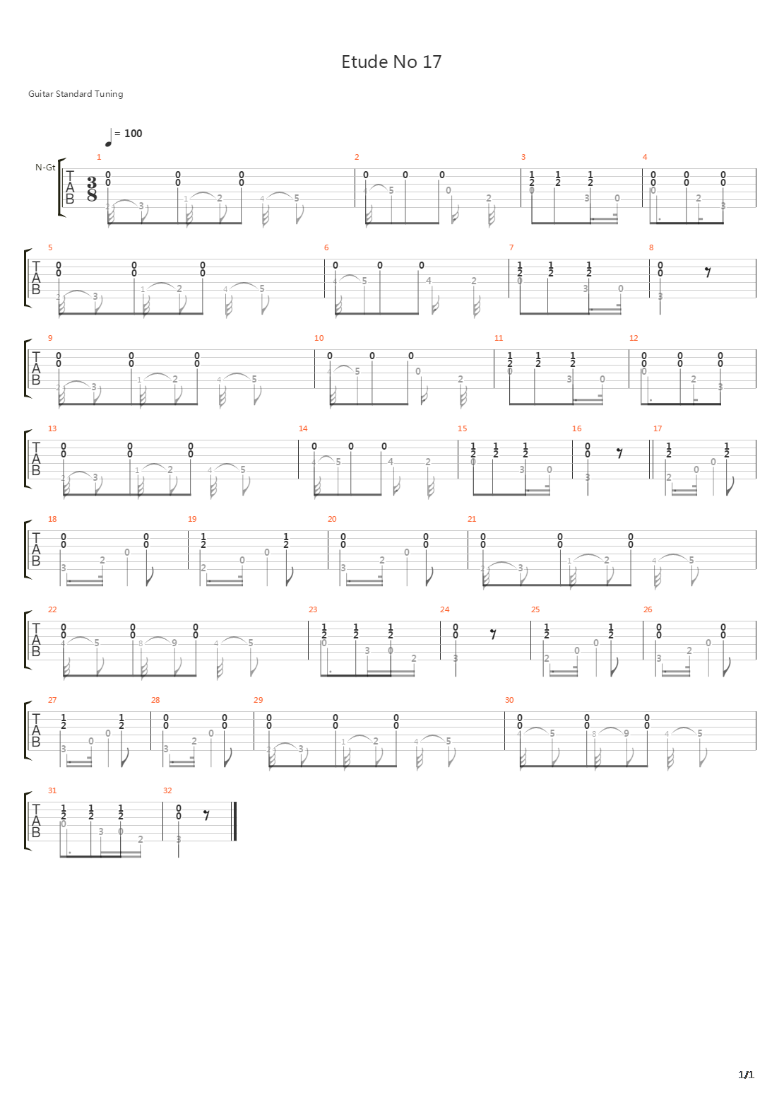 Etude No 17 Metodo Primera吉他谱