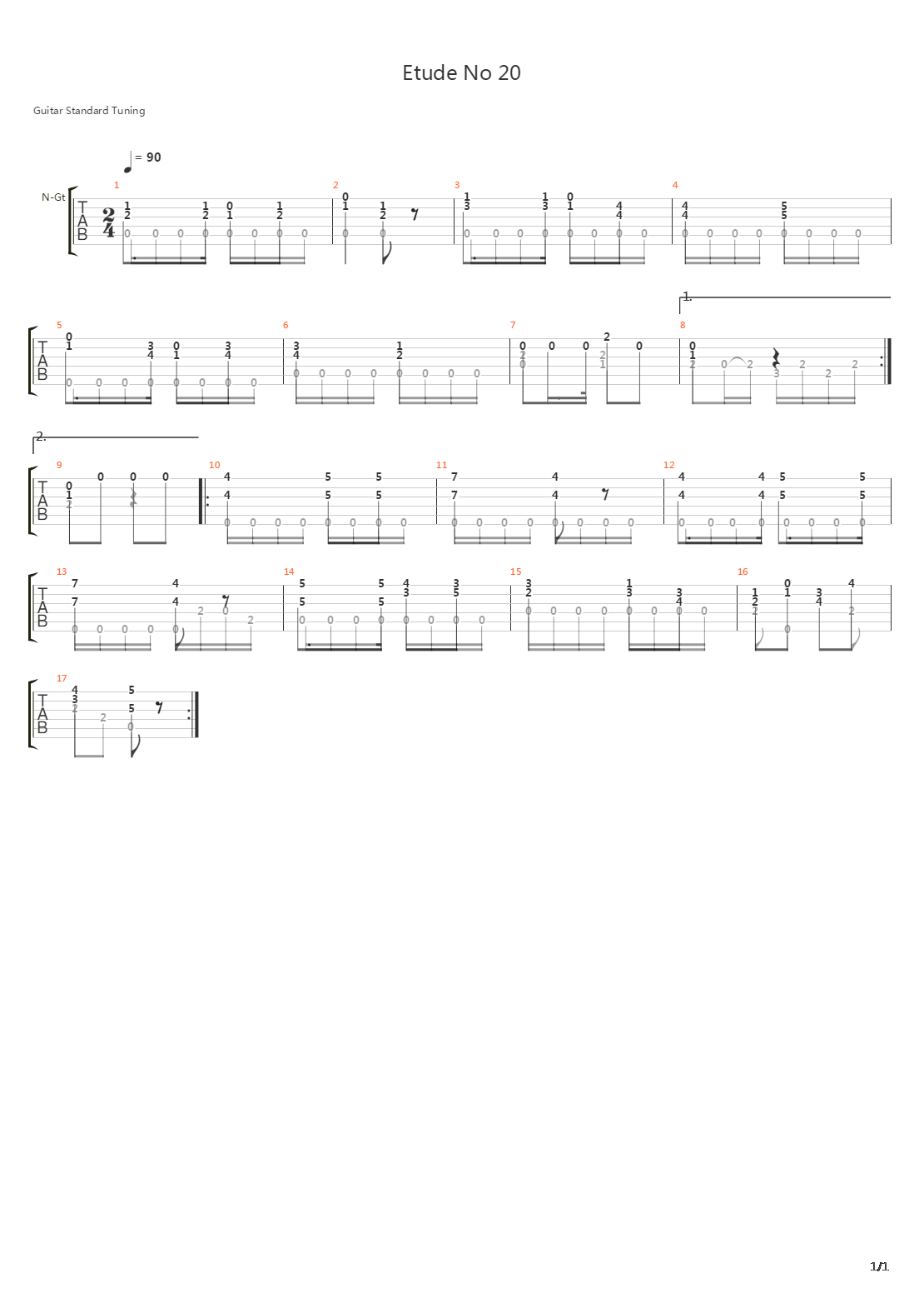 Etude No 20 Metodo Primera吉他谱