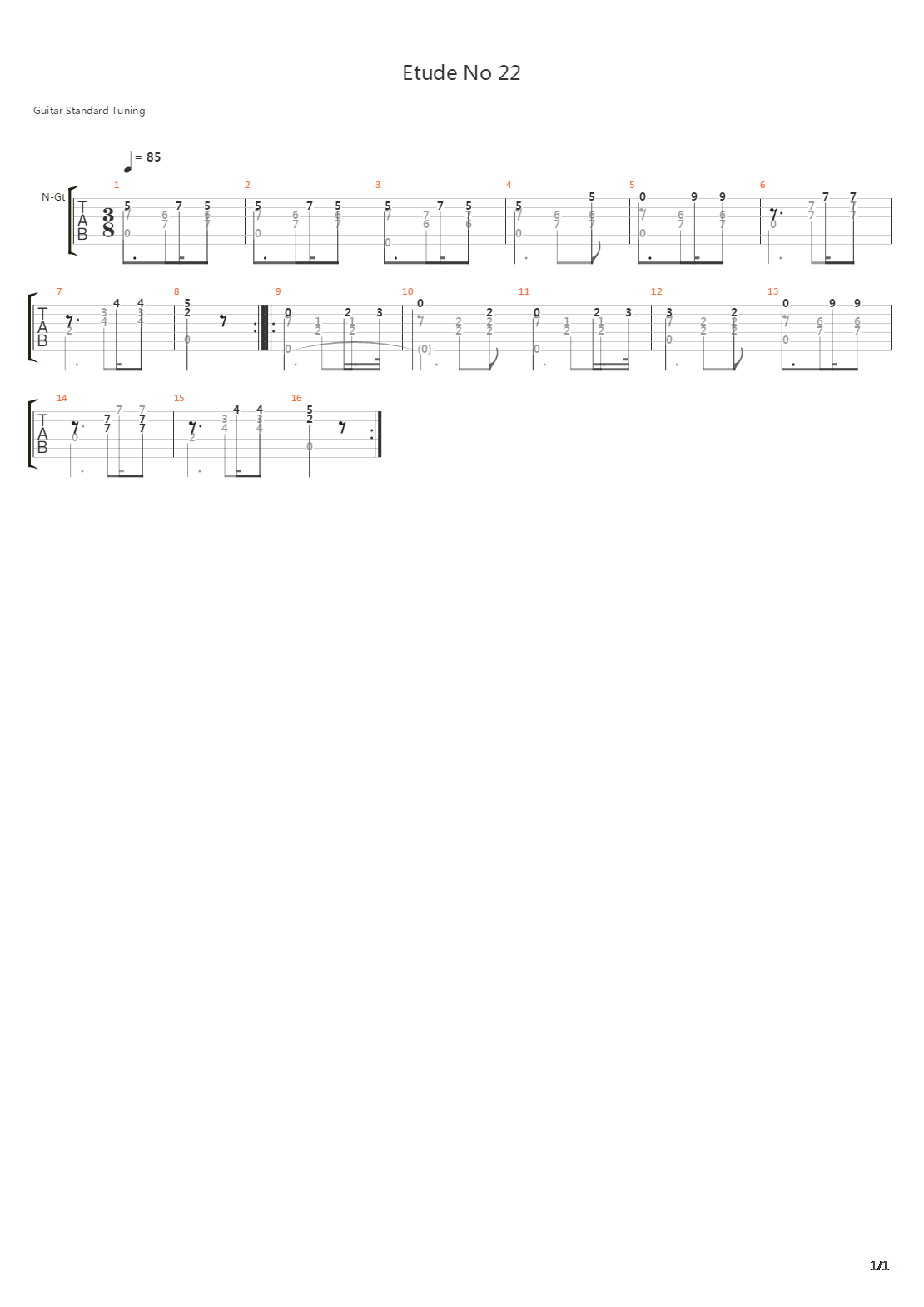 Etude No 22 Metodo Primera吉他谱