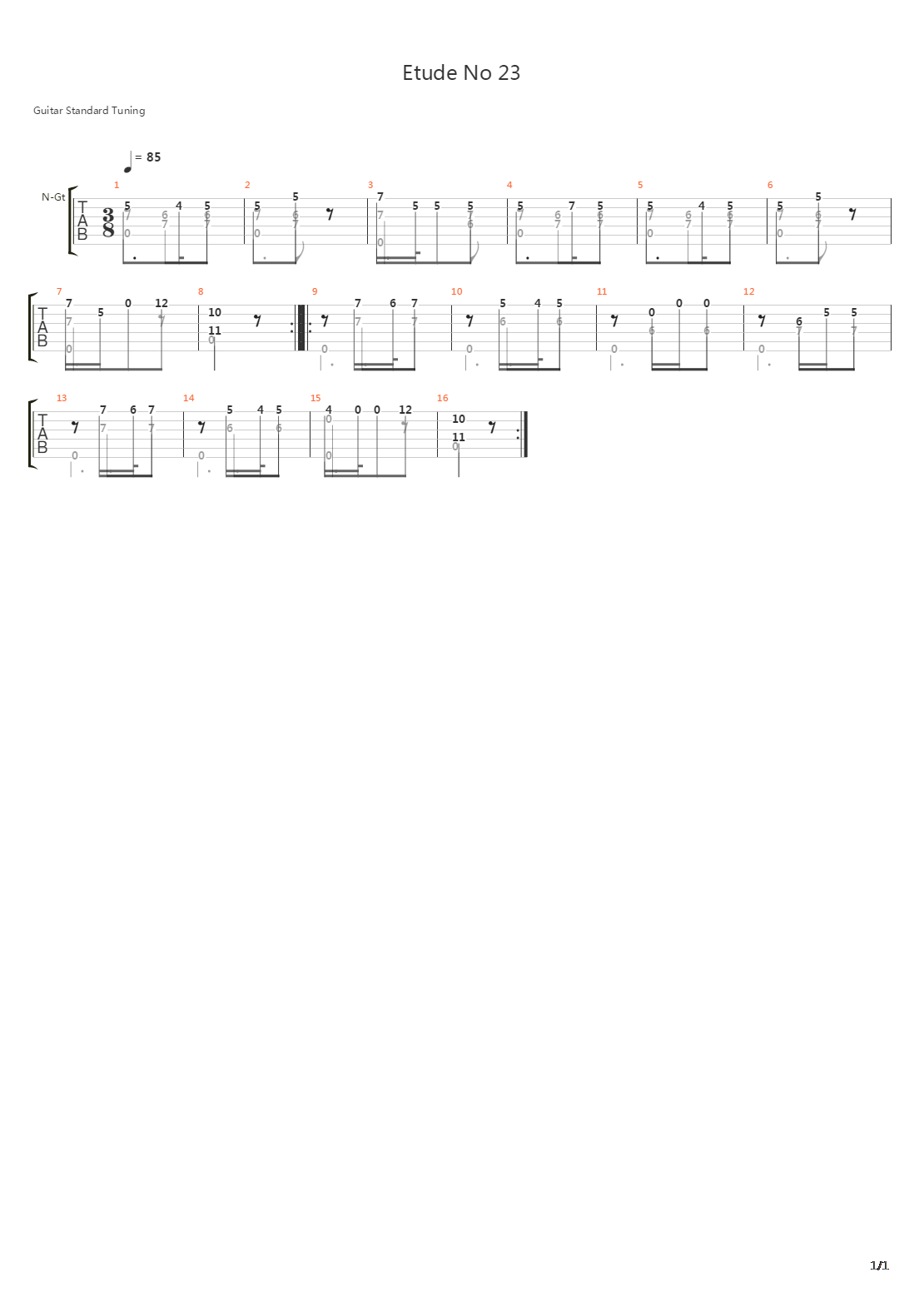 Etude No 23 Metodo Primera吉他谱