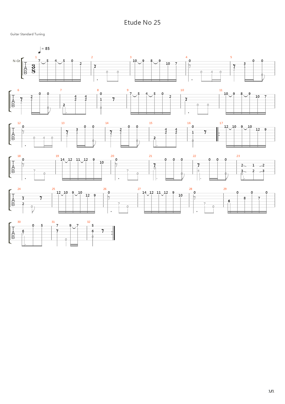 Etude No 25 Metodo Primera吉他谱