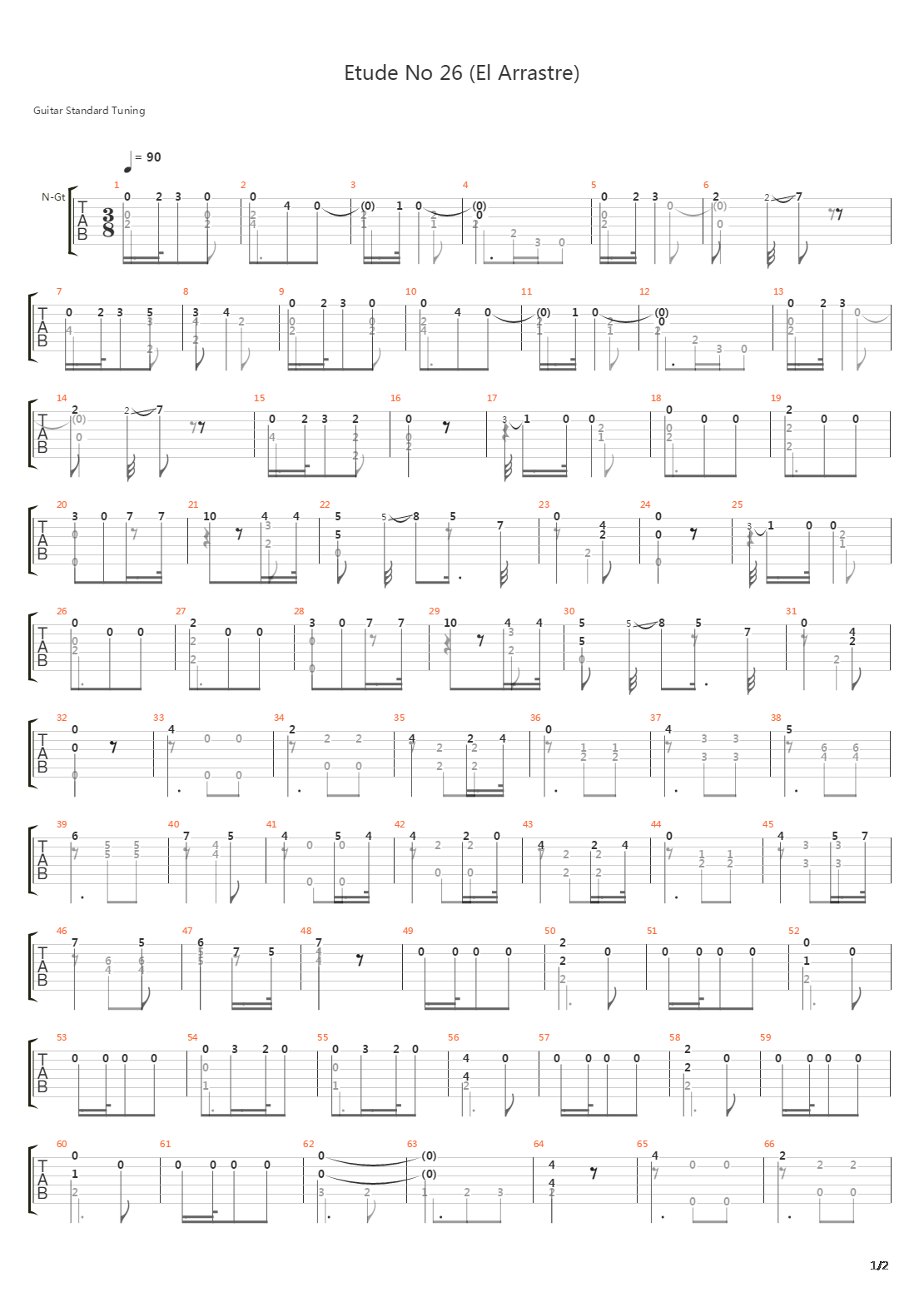 Etude No 26 Metodo Primera吉他谱