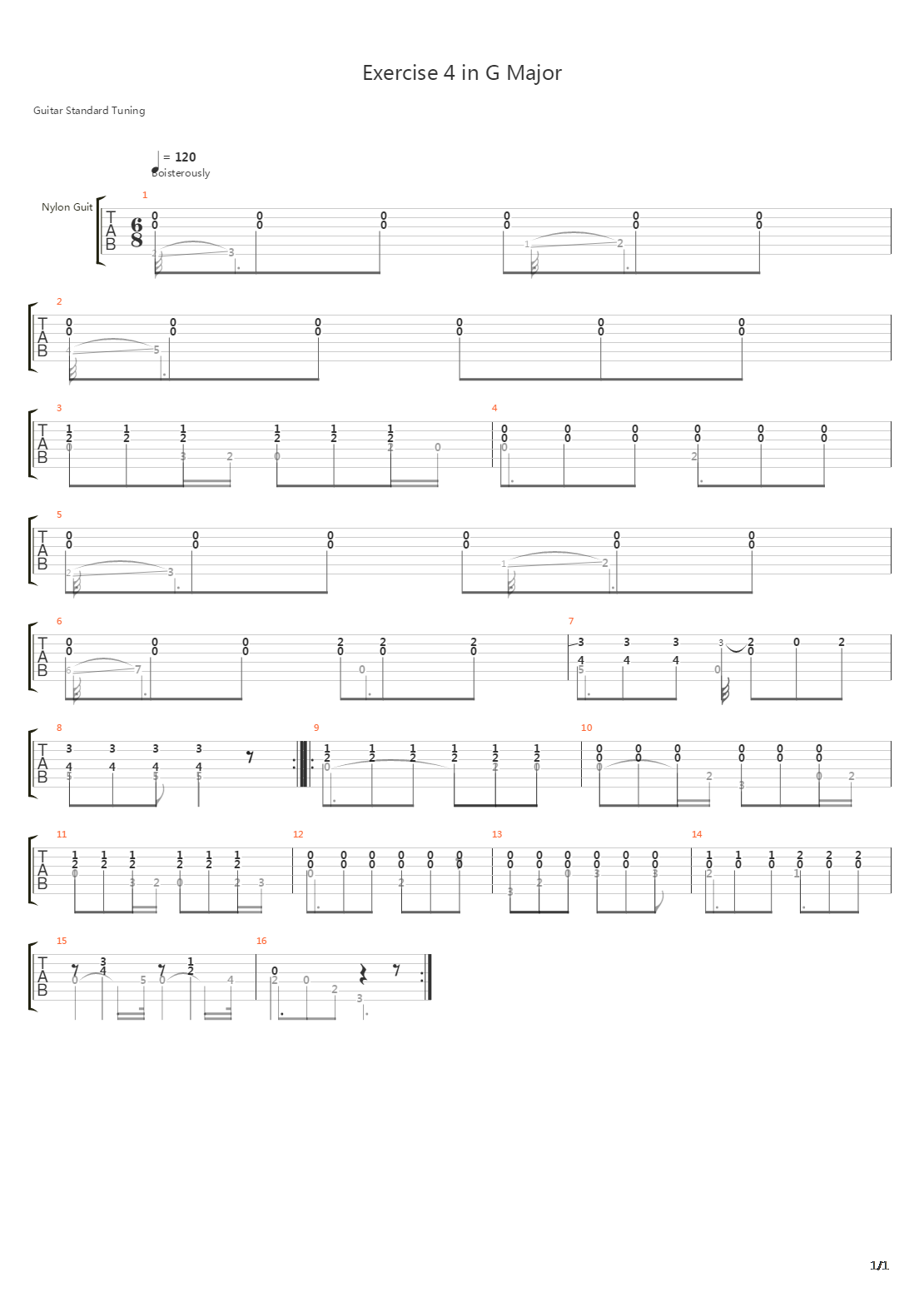 Exercise 4 in G Major吉他谱