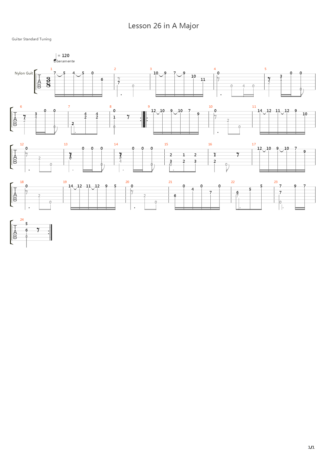 Lesson 26 in A Major吉他谱