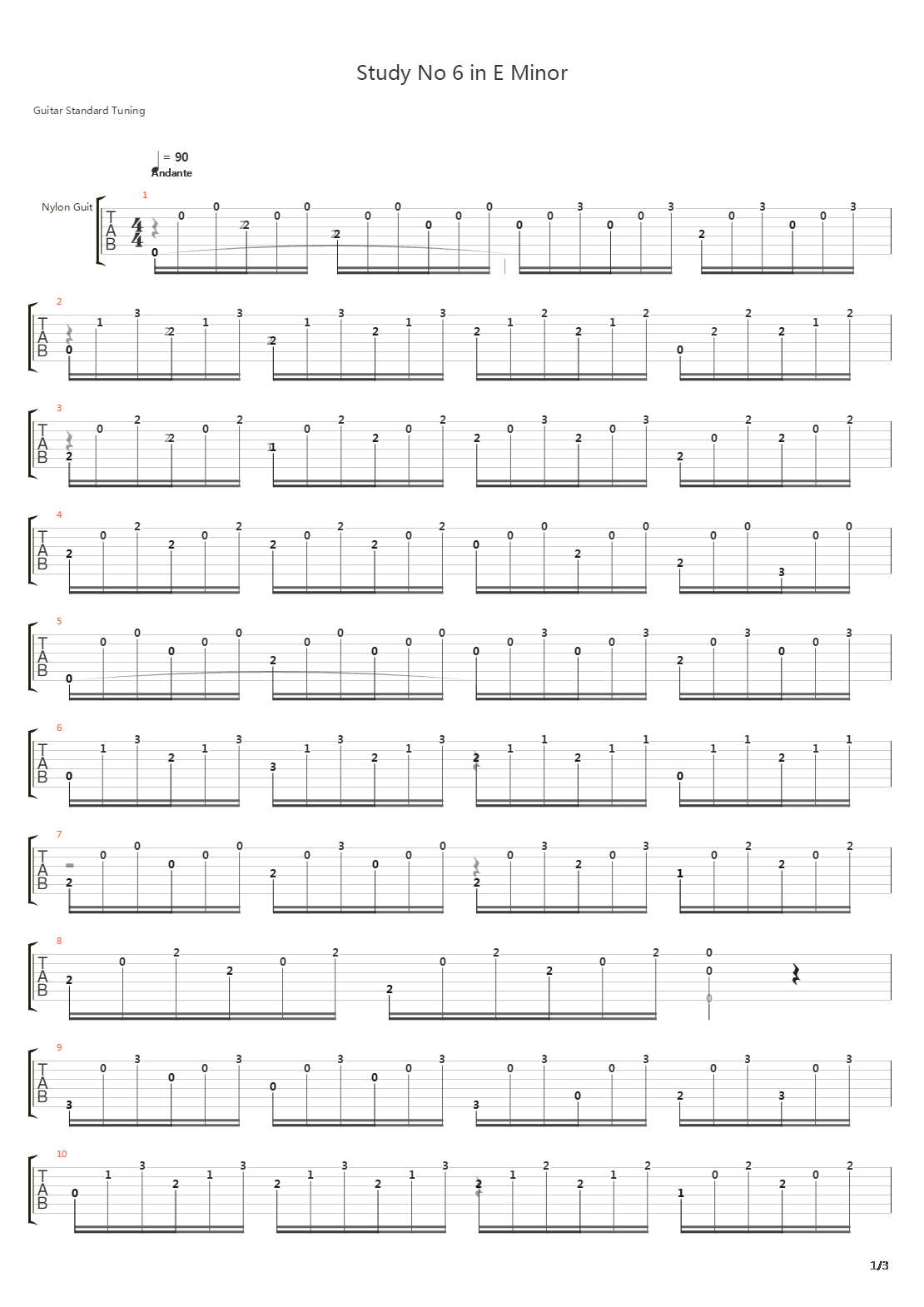 Study 6 in E Minor吉他谱