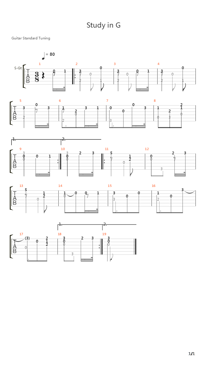 Study in G吉他谱