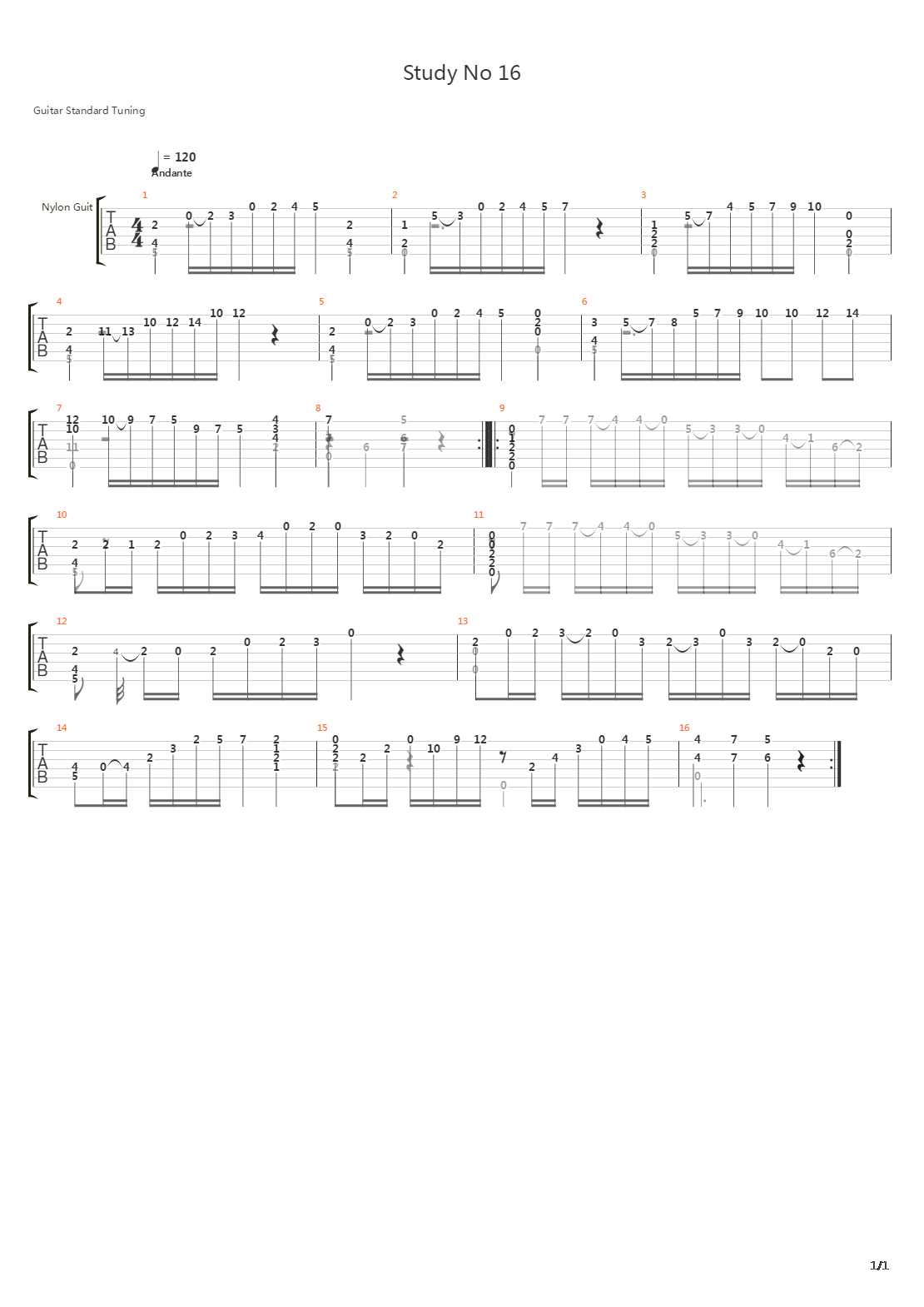 Study No 16吉他谱