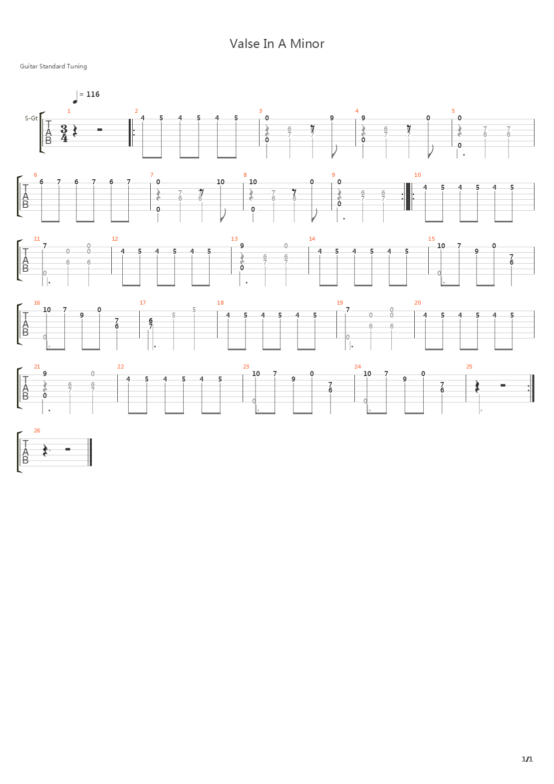 Valse In A Major吉他谱