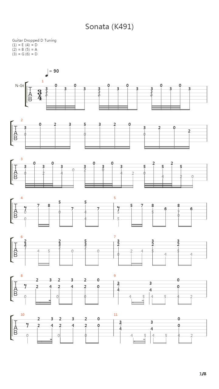 Sonata K491吉他谱