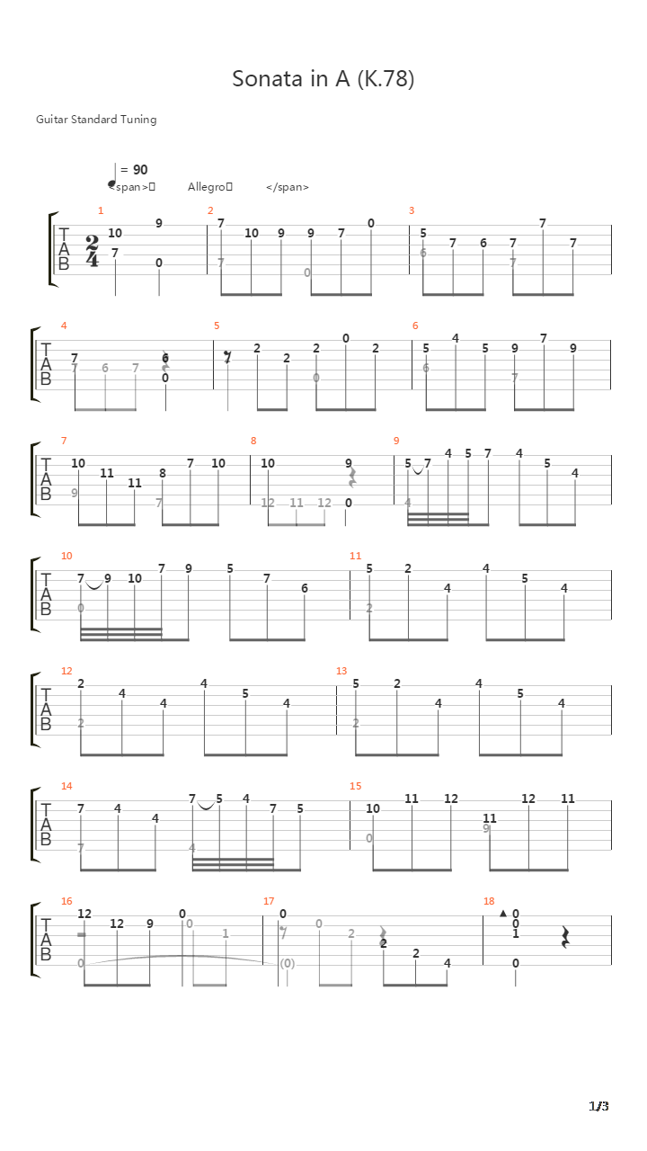 Sonata K78吉他谱