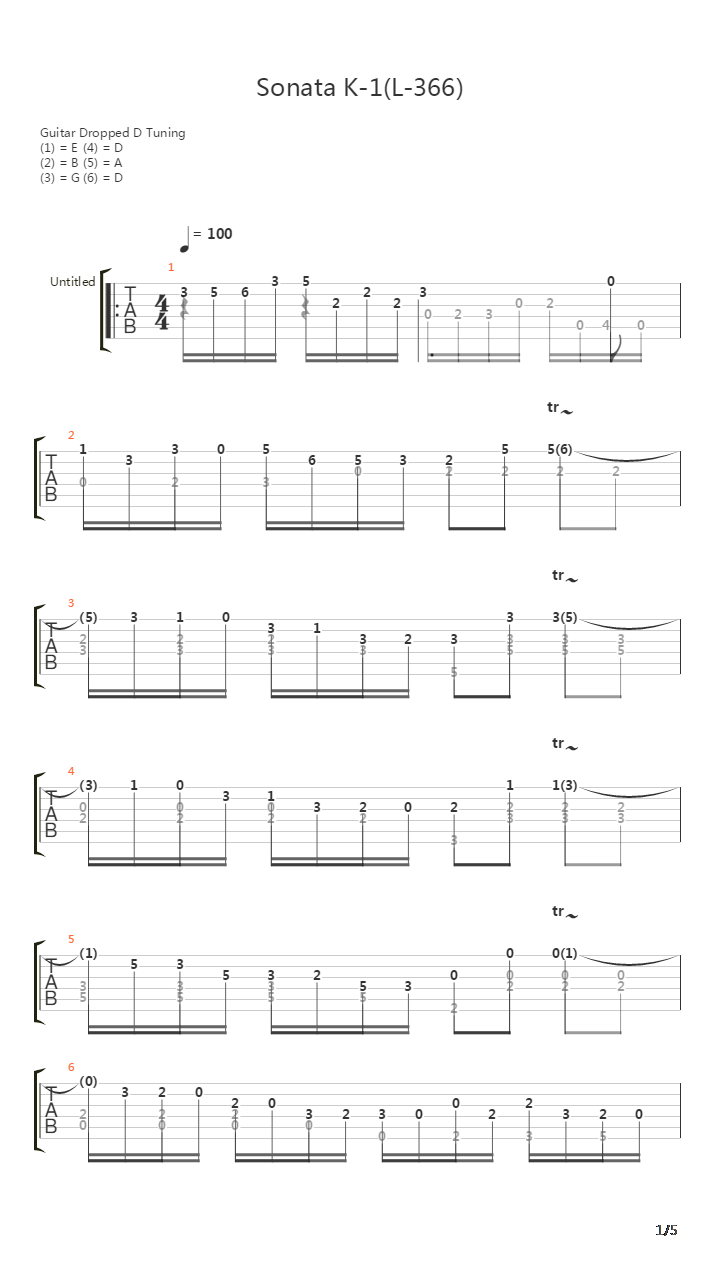 Sonata K1 L366吉他谱