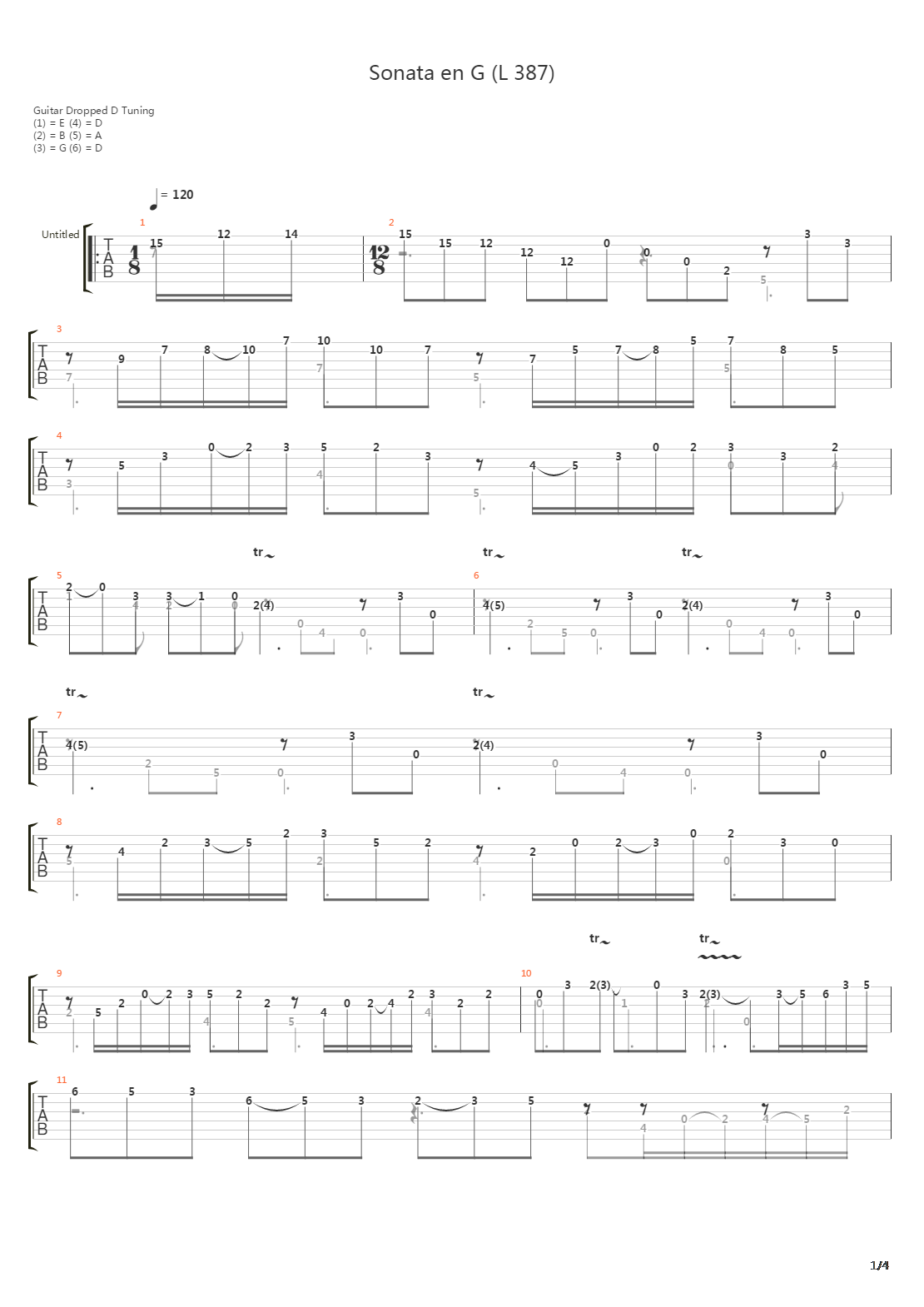 Sonata In G (L387)吉他谱