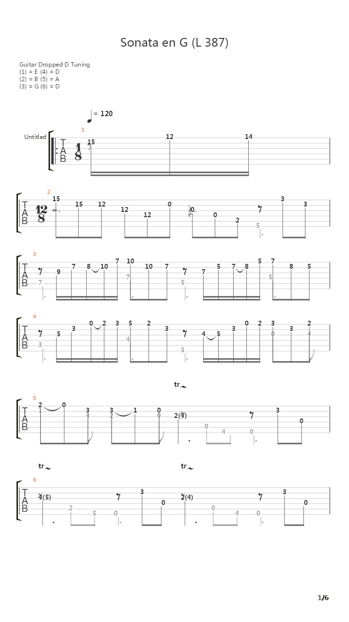 Sonata In G (L387)吉他谱