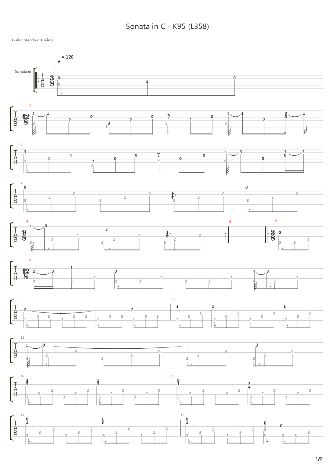 Sonata In C K95 L358吉他谱