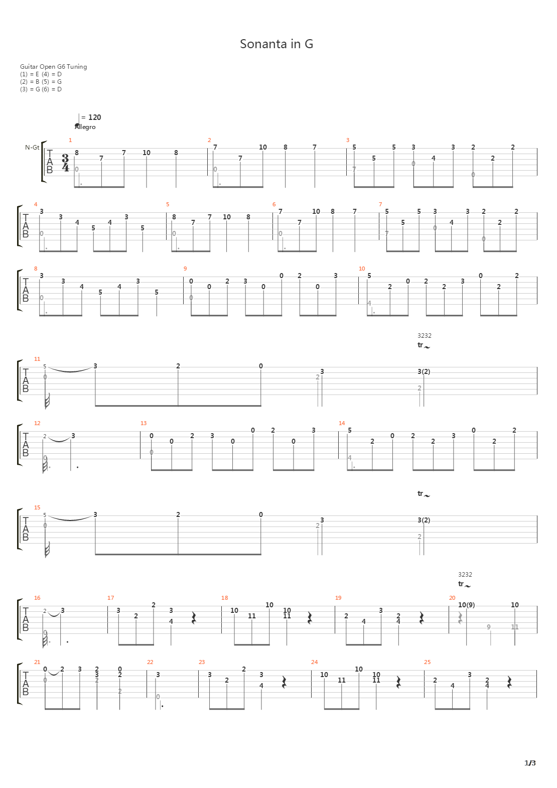 Sonanta in G吉他谱