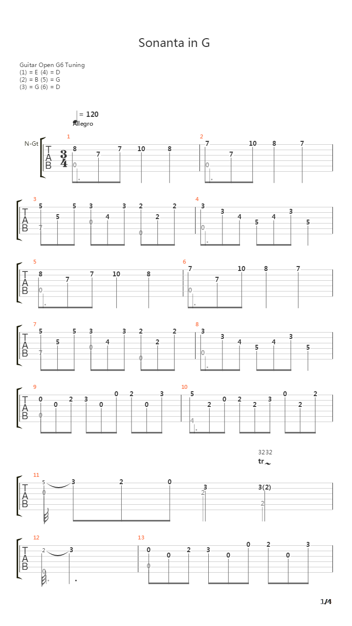 Sonanta in G吉他谱