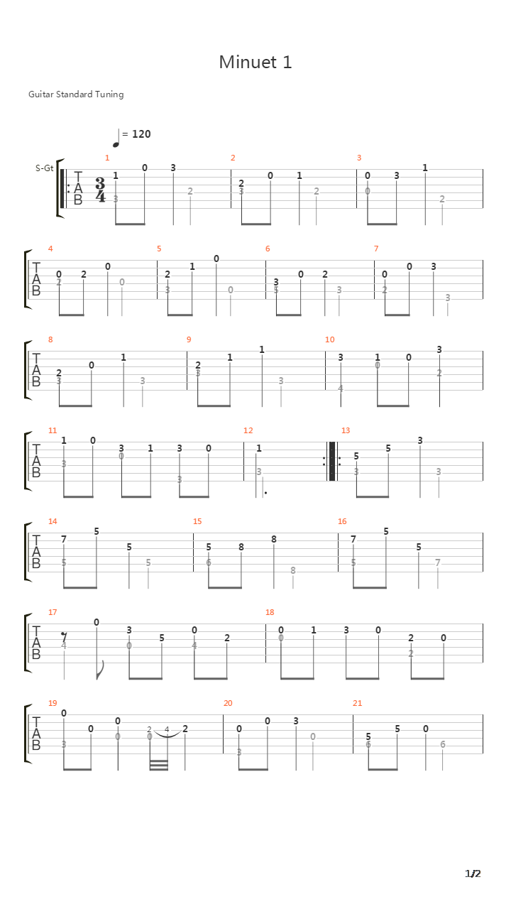 Minuet 1吉他谱