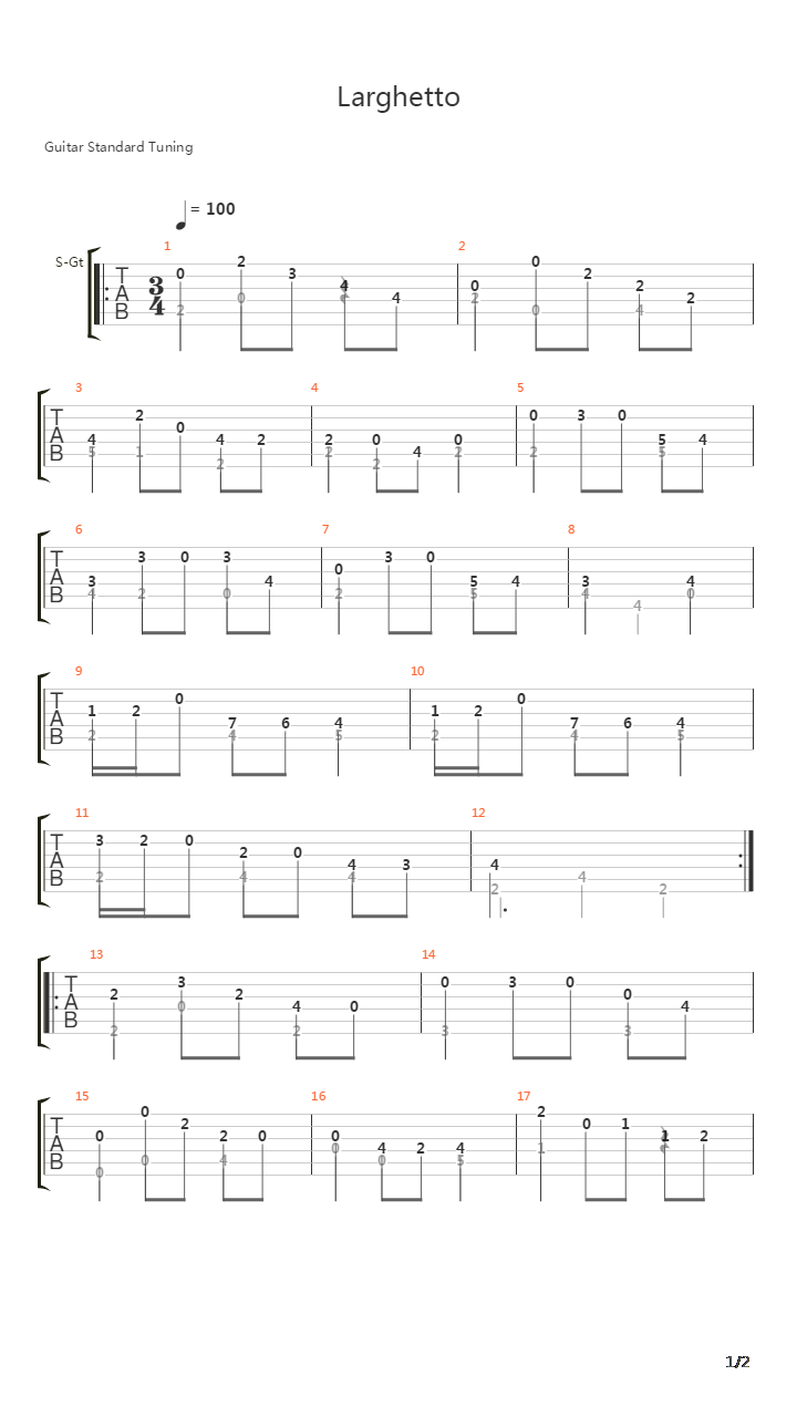 Larghetto吉他谱