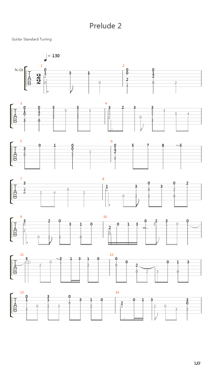 Prelude 2吉他谱