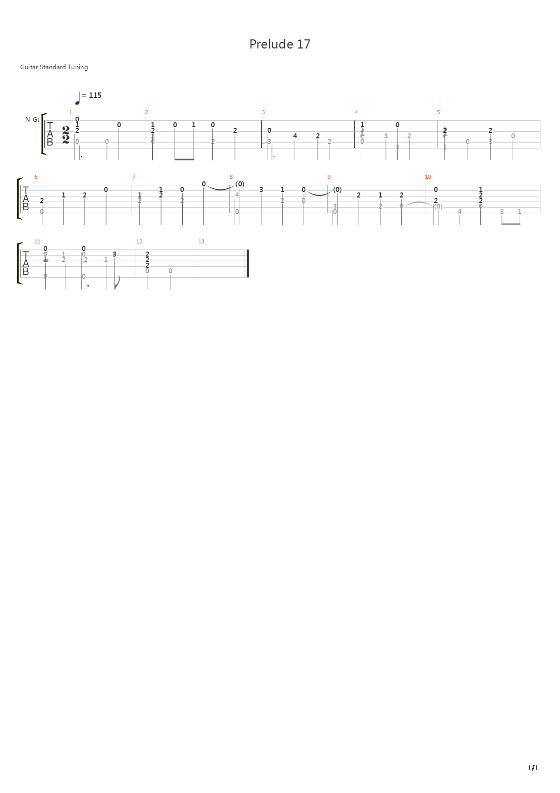 Prelude 17吉他谱