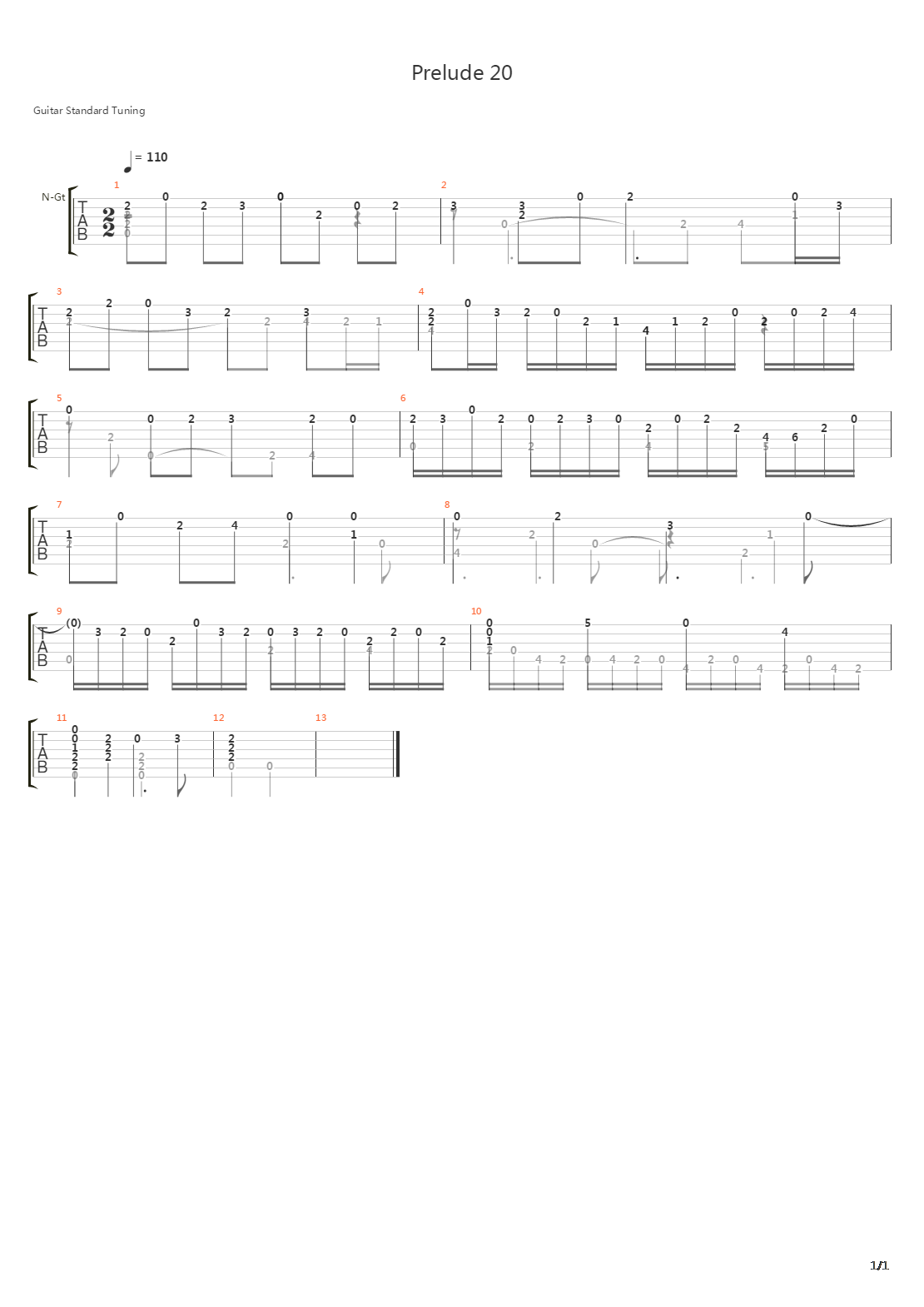 Prelude 20吉他谱