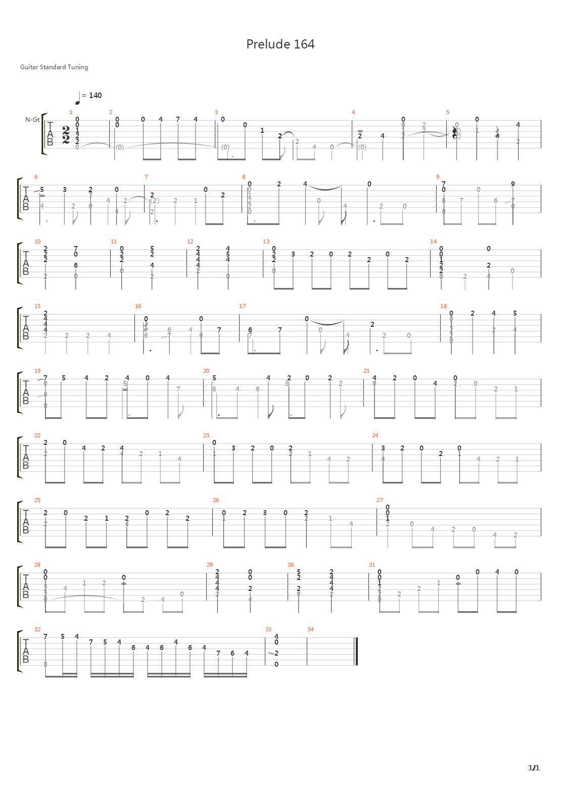Prelude 164吉他谱