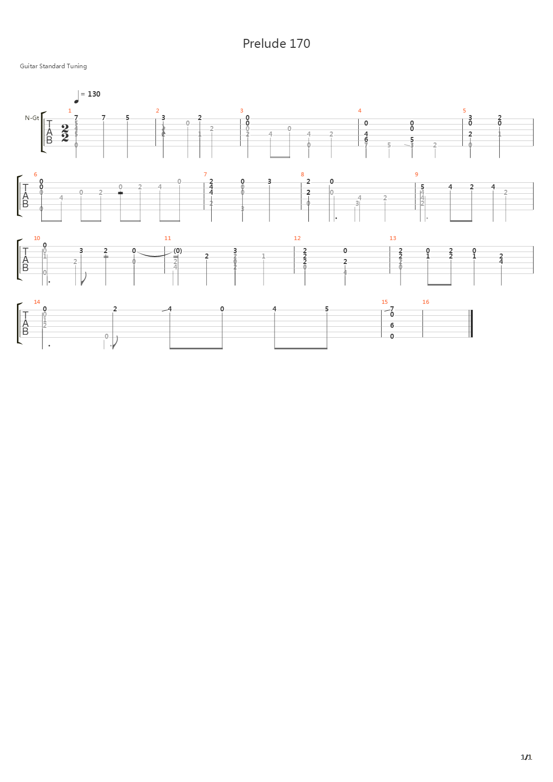 Prelude 170吉他谱