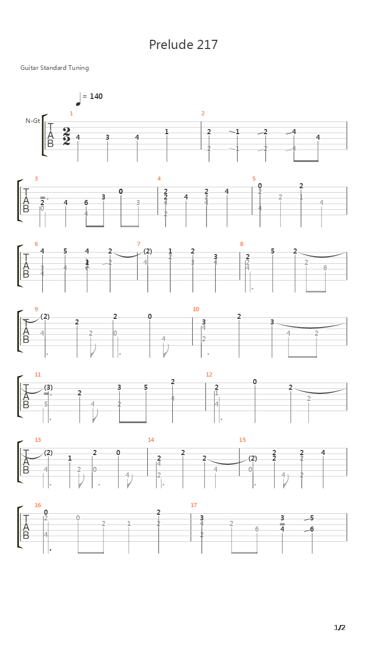 Prelude 217吉他谱