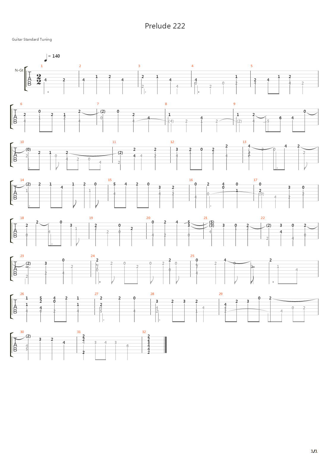 Prelude 222吉他谱