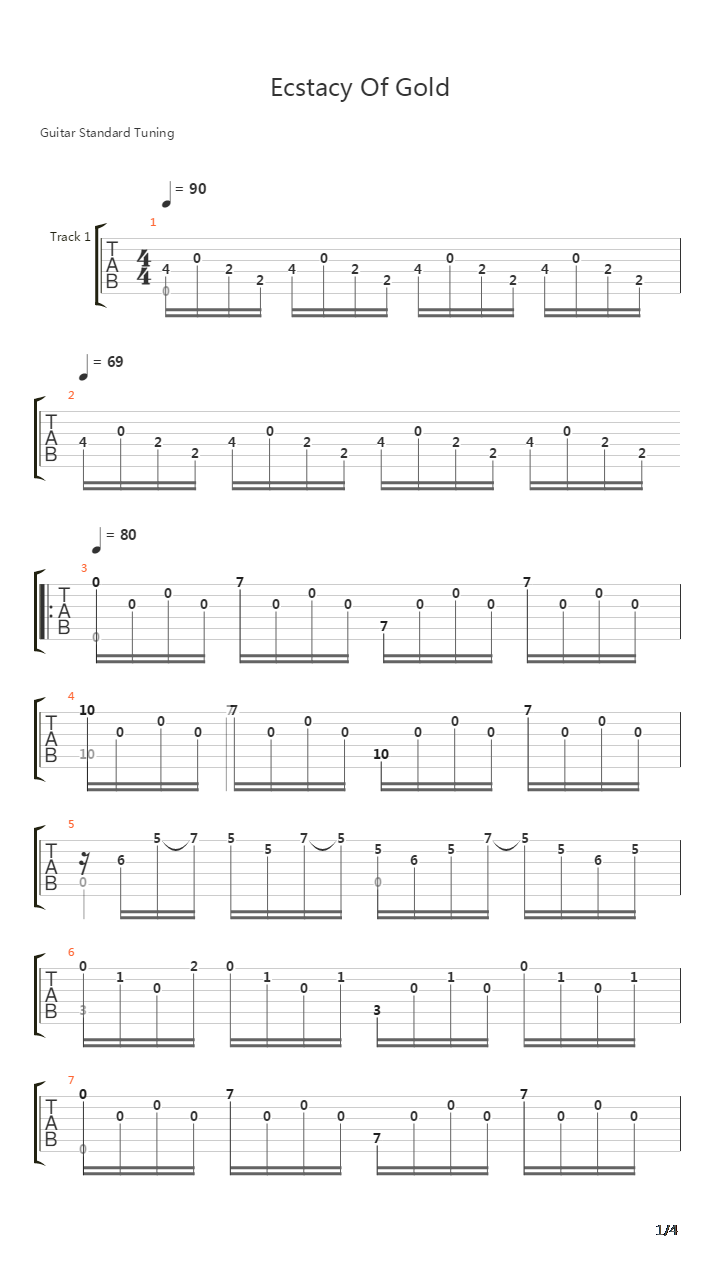 ecstacy of Gold吉他谱