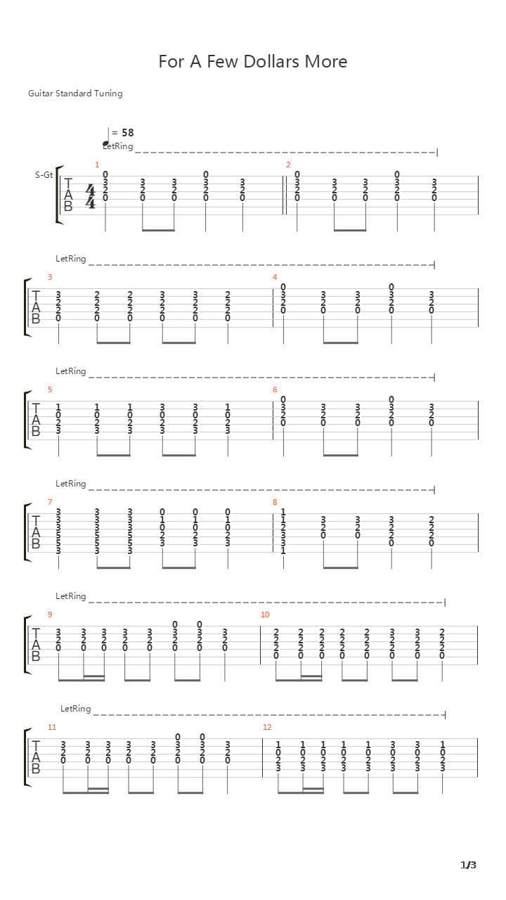 For A Few Dollars More吉他谱