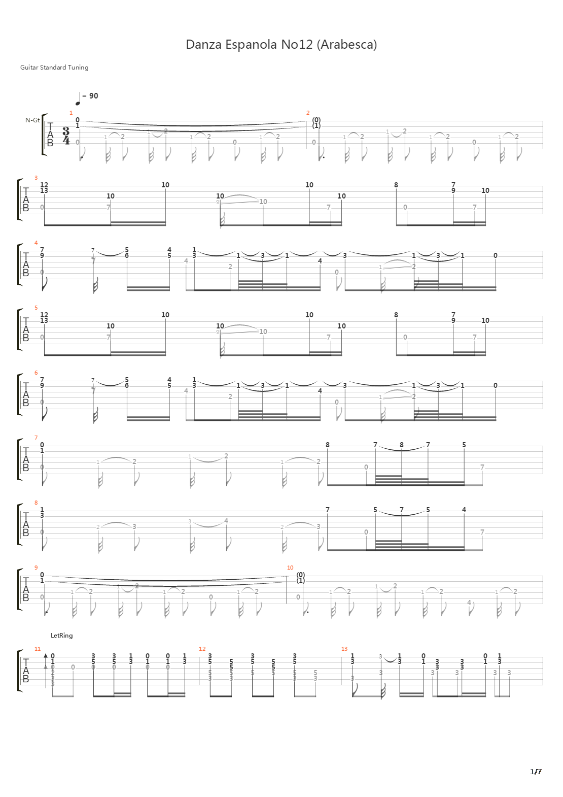 Danza Espanola No 12 Arabesca吉他谱