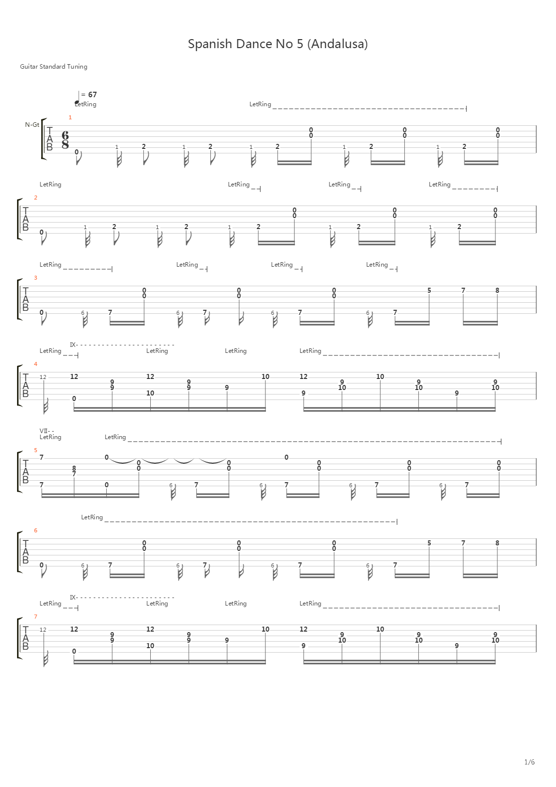 Spanish Dance No 5吉他谱