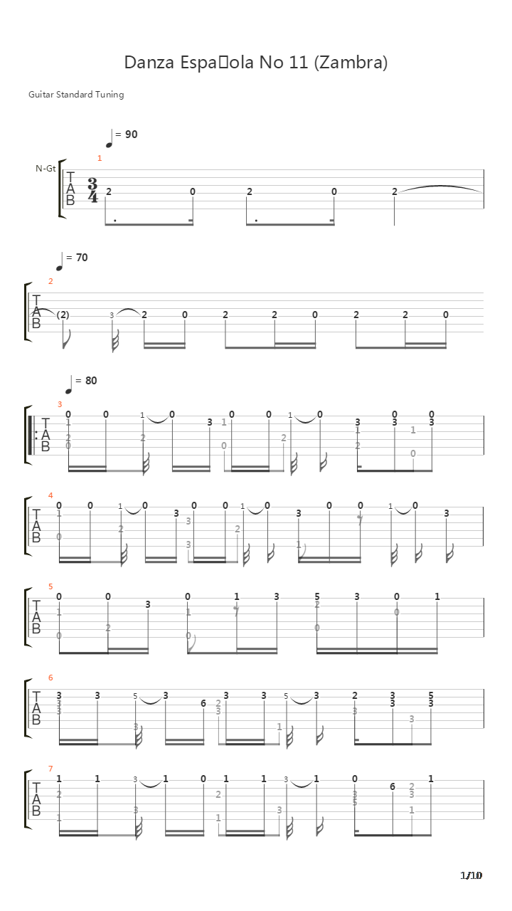 Spanish Dance No 11 Zambra吉他谱