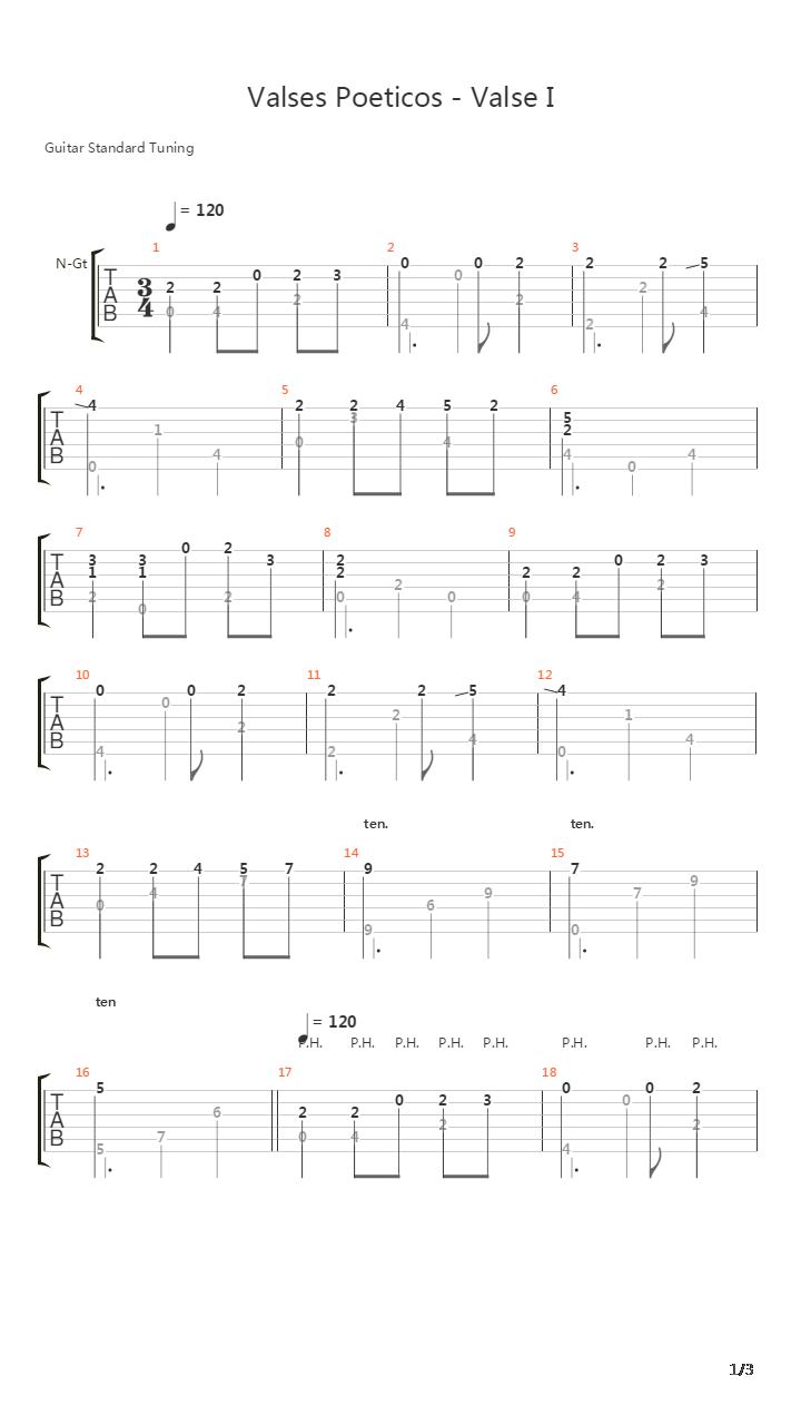 Valse Poeticos Valse I吉他谱